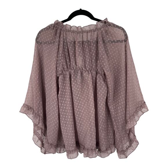 Solitaire top swiss dot long sleeve tie front sheer size Small S - Picture 4 of 4